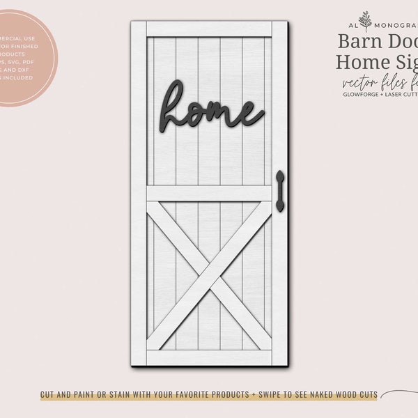 Barn Door Sign Home | Glowforge | Laser Cut Files | Farmhouse Wood Sign | Vector SVG Files