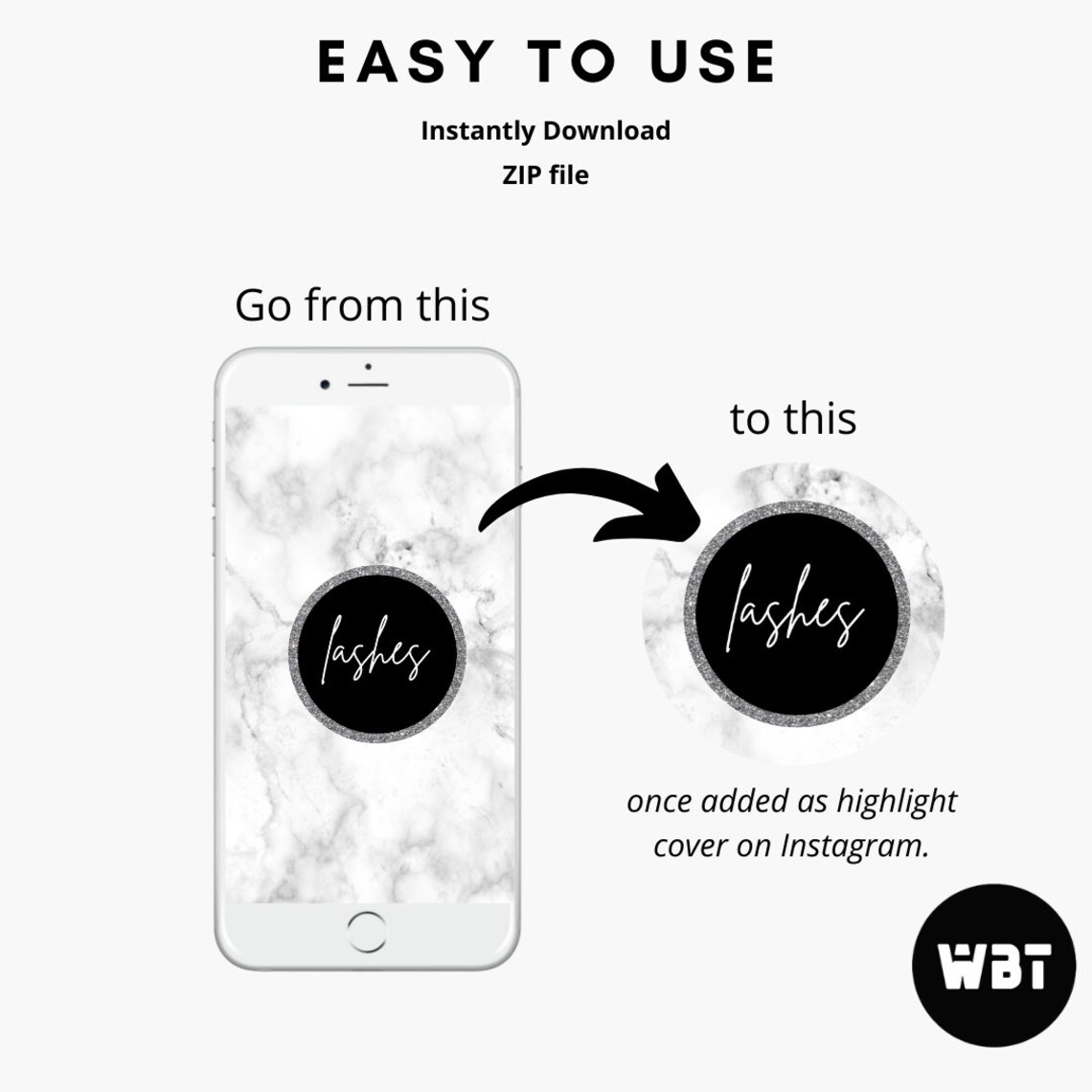 38 Black and White Marble Instagram Highlight Covers for LASH Business