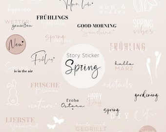 90+ INSTAGRAM STORY STICKERS | Spring | Spring | Easter | Easter | Elements | Brush Strokes