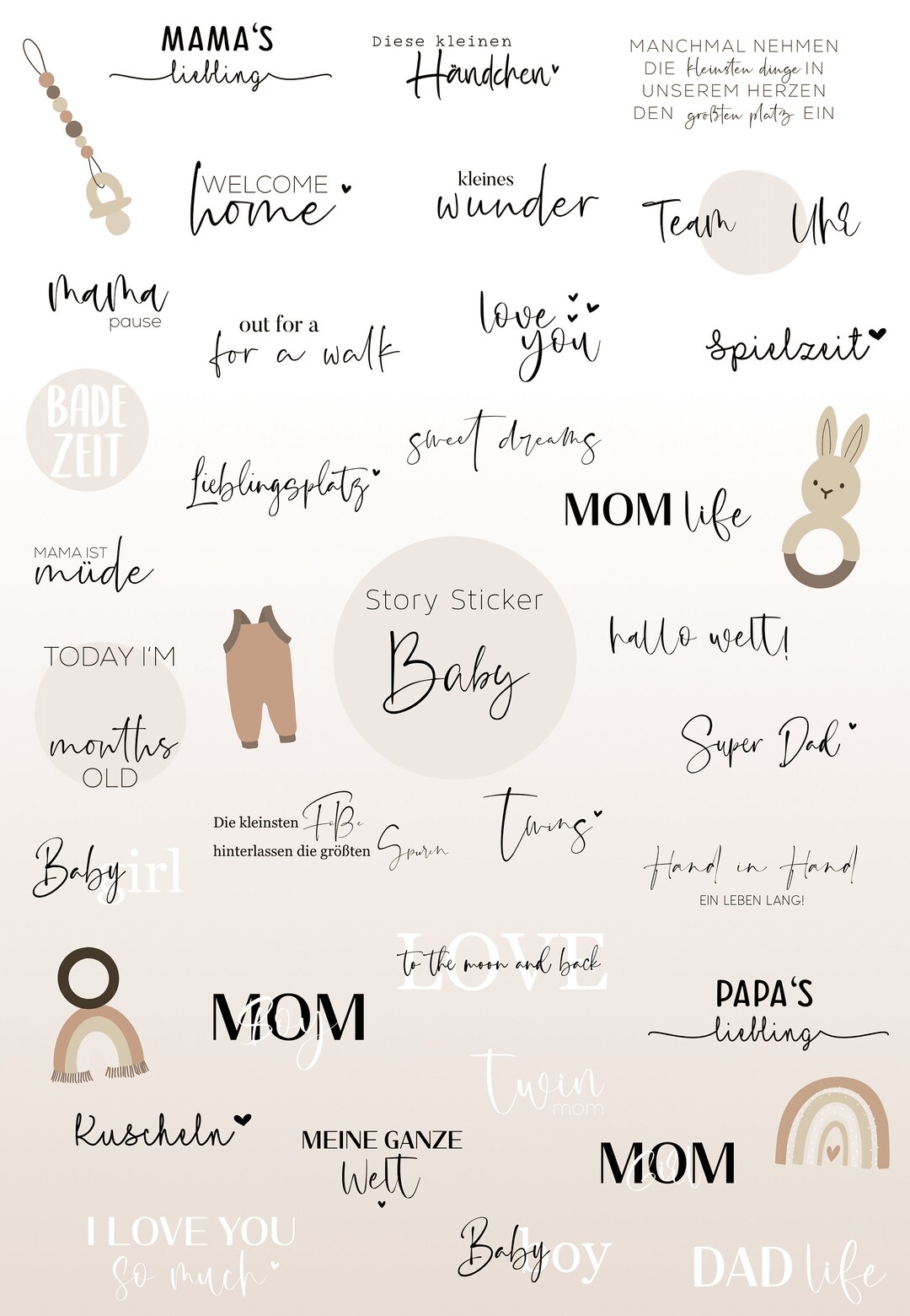 110 INSTAGRAM STORY STICKERS Babys Mom Dad Family Family Boy Girls ...