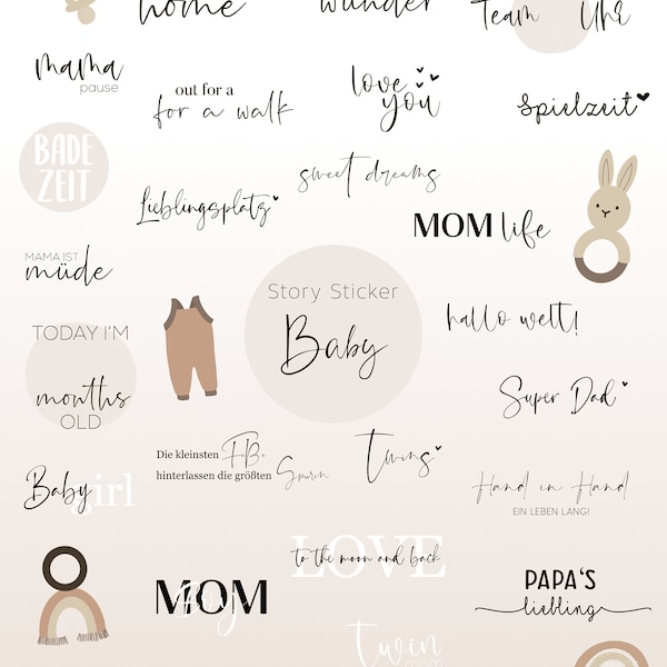 110+ INSTAGRAM STORY STICKERS | Baby | Mom | Dad | Family | Family | Boy | Girl | Twins