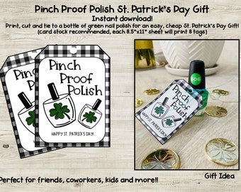 St Patricks Day Pinch Proof Polish Easy DIY Gift Printable Tag