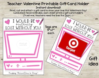 Teacher Valentine Gift Card Holder Printable
