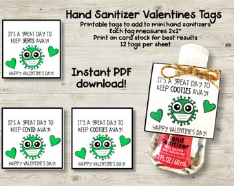Hand Sanitizer Valentine Printable Tag Covid Valentine School Kid Valentine DIY