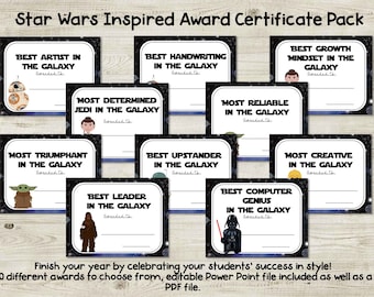 Star Wars End of Year Award Certificate Printable DIY