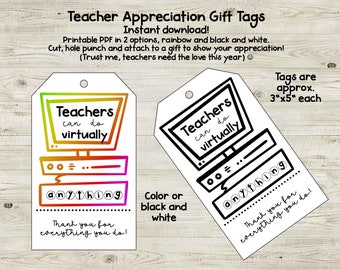 Virtual Teacher Appreciation Tags Distance Learning