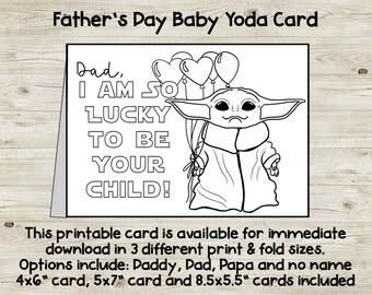 Baby Yoda Printable Fathers Day Card Instant Download