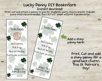 St Patricks Day Lucky Penny Printable Bookmark
