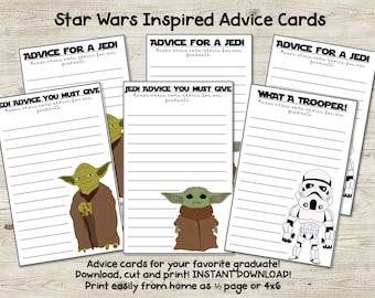 Star Wars Inspired Graduation Advice Cards Printable DIY