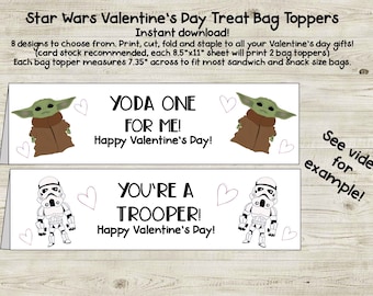 Star Wars Printable Bag Topper Valentines DIY