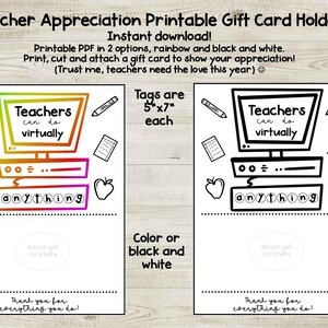 Teacher Appreciation Gift Card Holder Printable DIY