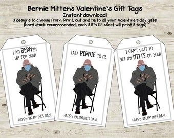 Bernie Mittens Valentine Tags