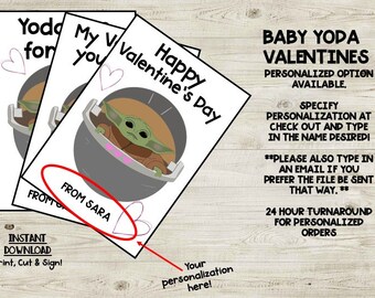 Personalized Baby Yoda Valentines