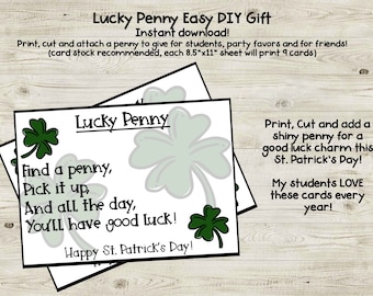 St Patricks Day Lucky Penny DIY Gift for Students and Kids