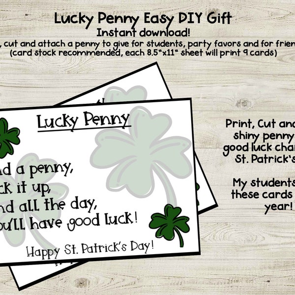 St Patricks Day Lucky Penny DIY Gift for Students and Kids