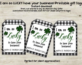 St Patricks Day Client Customer Appreciation Printable Gift Tag