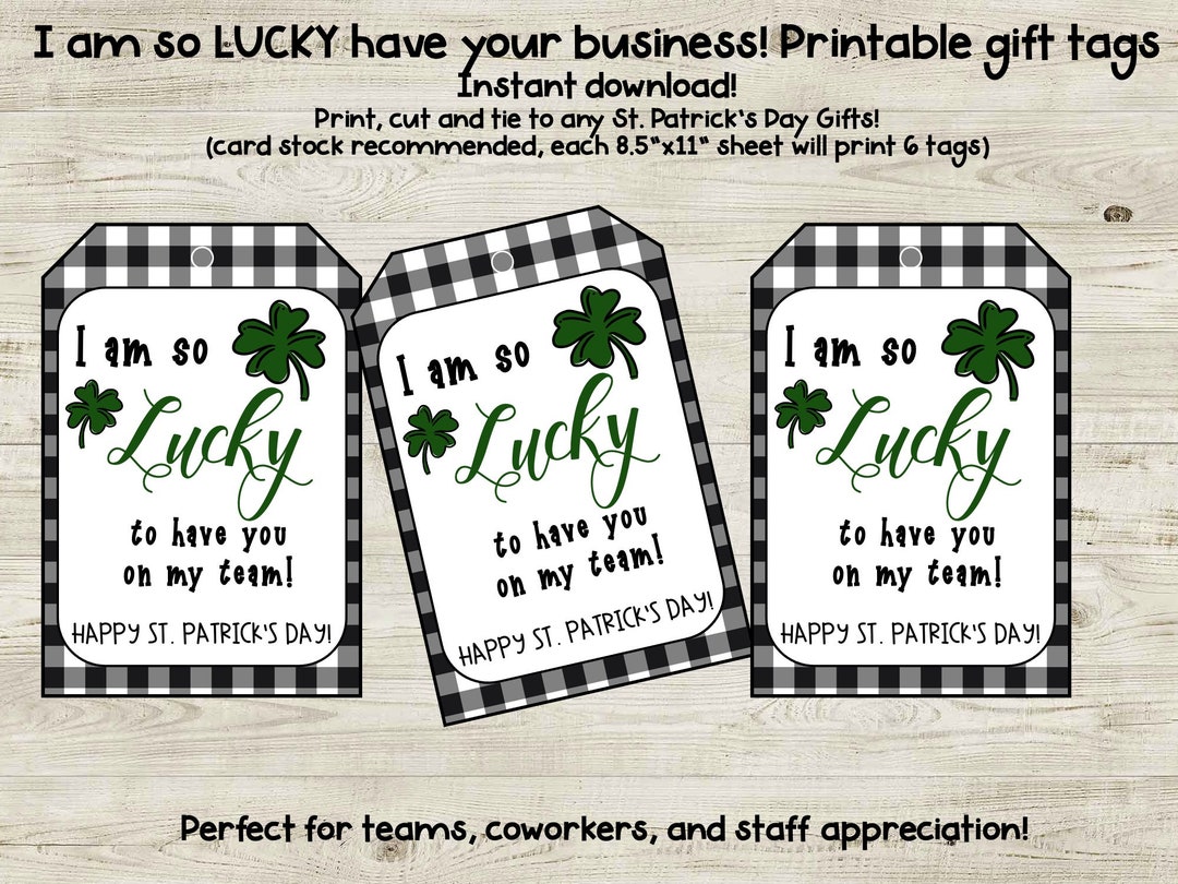 St Patricks Day Printable Gift Tags Team Staff Appreciation - Etsy