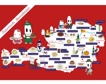 Carte postale des spécialités autrichiennes : Délices régionaux