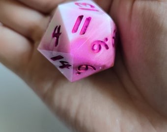 Magenta Mood - Single D20, D20 in 35mm Chonk Size, Dice for ttrpgs, Dnd Gifts, Large size die