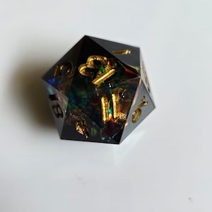 Dark Prism - Single D20, D20 in 35mm Chonk Size, Dice for ttrpgs, Dnd Gifts, Large size die