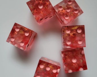Sunset Skyscape- Handmade Sharp Edge Dice Set, 6 Piece Set, Pip D6, Yahtzee, Dungeons and Dragons