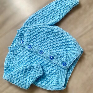 Handmade 0-3 Months Personalized Baby Cardigan, Embroidered Name