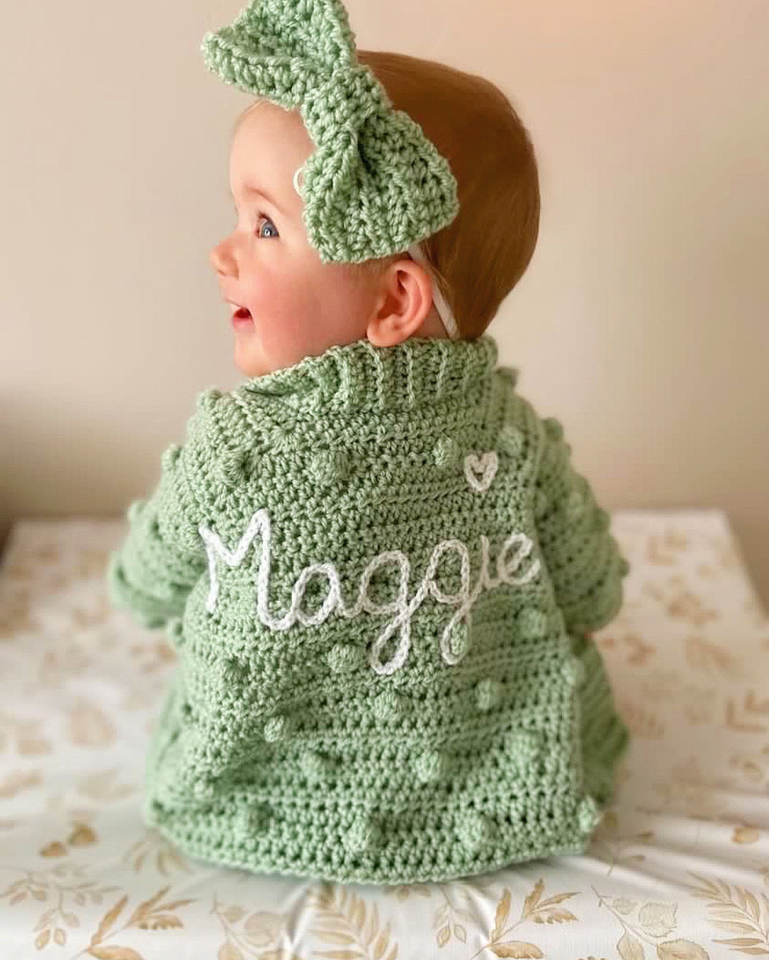 Personalised baby cardigan hand embroidered name cardigan new baby