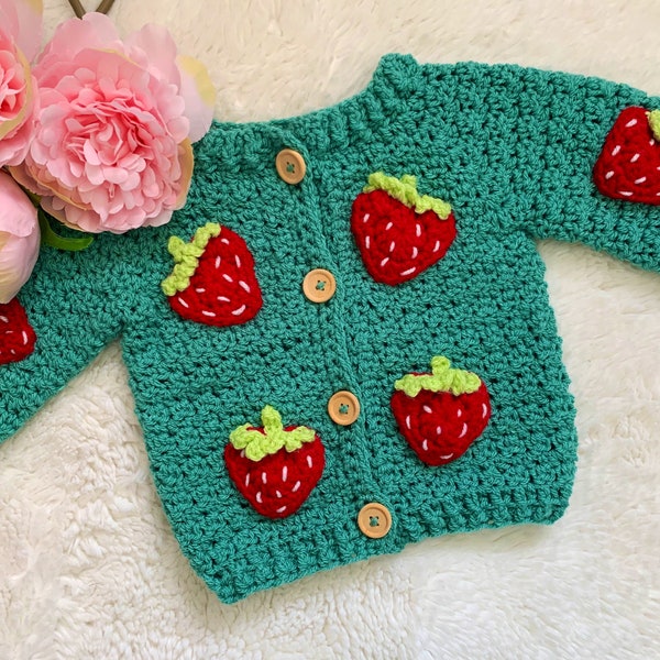 Personalised baby / kids handmade cardigan | personalised baby cardigan | new baby gift | coming home outfit | strawberry cardigan