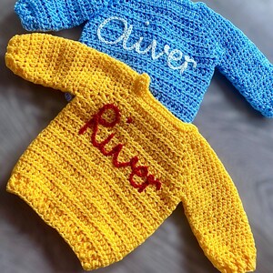 Personalised baby/kids handmade cardigan, new baby gift, baby’s coming home outfit, baby name cardigan, handmade children’s name cardigan image 19