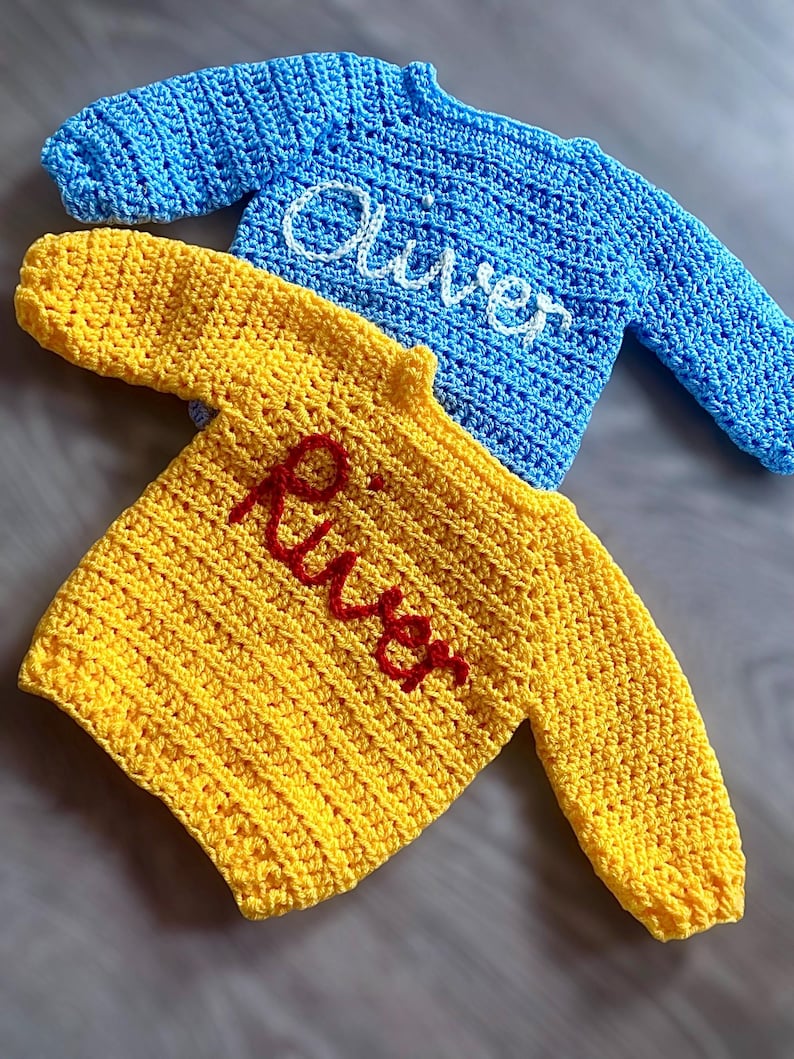 Personalised baby/kids handmade cardigan, new baby gift, baby’s coming home outfit, baby name cardigan, handmade children’s name cardigan image 19