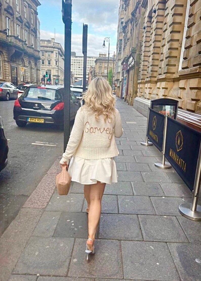 SEND IN SERVICE Personalised bride wedding cardigan hand embroidered, just married wedding cardigan, gift for bride image 12