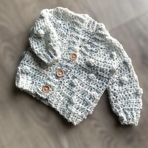 Personalized Newborn Crochet Cardigan, Embroidered Baby Gift