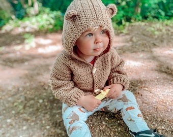 Teddy bear baby / kids hoodie personalised | handmade baby cardigan | teddy bear cardigan | baby teddy jacket | personalised baby cardigan