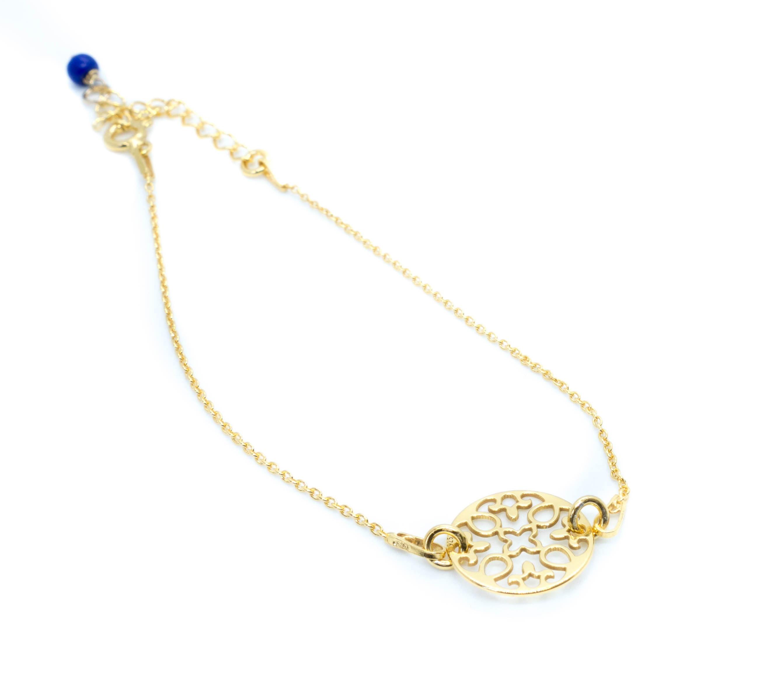 Adjustable chain goldplated bracelet with openwork rosette and Etsy