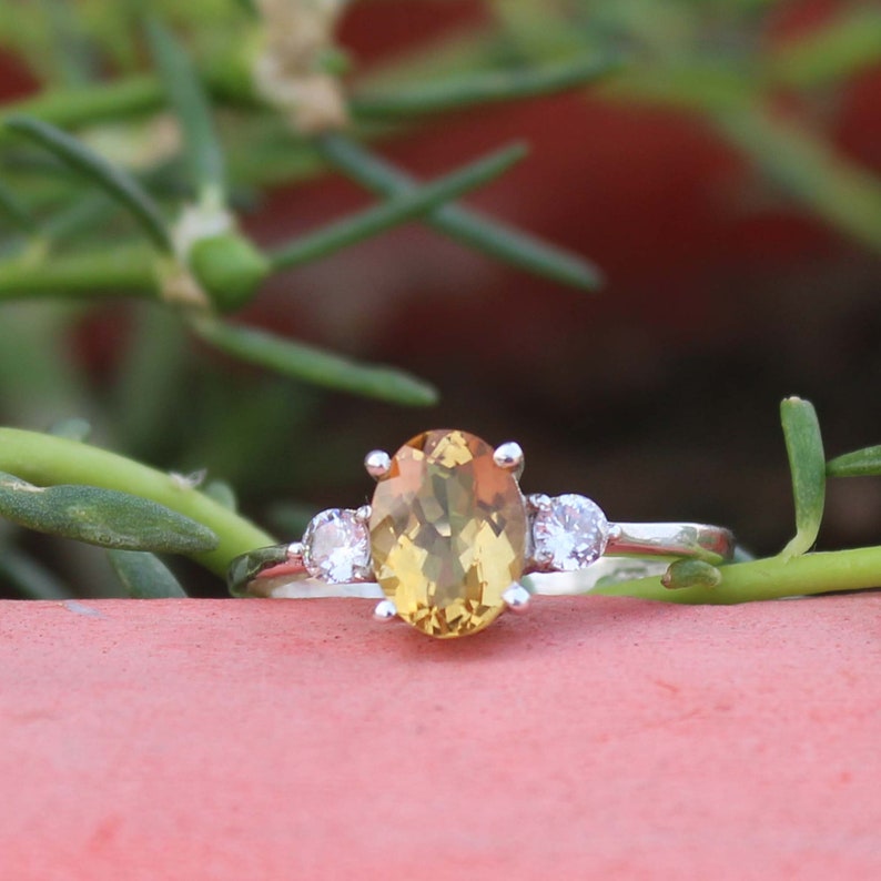 Womens Citrine Ring Natural Gemstone Ring Citrine Jewelry Yellow Gemstone Ring Citrine Ring Made For Her