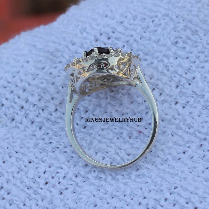 Garnet Silver Ring 925 Sterling Silver Healing Gemstone Engagement Ring Silver Jewelry January Birthstone Gift For Her