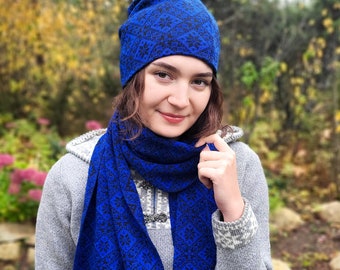 Bonnet en laine, bonnet slouchy, ensemble bonnet et écharpe nordique tricoté, laine mérinos fine, bonnet et écharpe été/printemps, bonnet slouchy femme, éthique