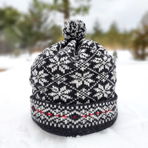 Bonnet en laine tricoté, bonnet de ski d'hiver, bonnet d'hiver tricoté à motif Fair Isle, chapeaux nordiques tricotés, accessoires tricotés, bonnet d'hiver chaud image 1