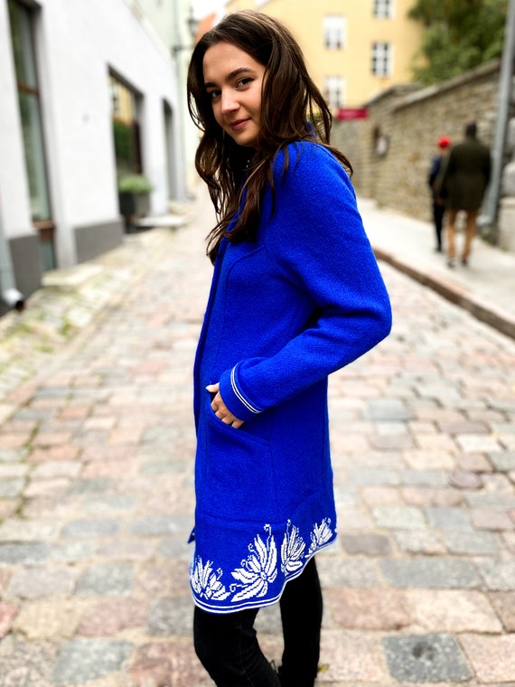 electric blue wool coat