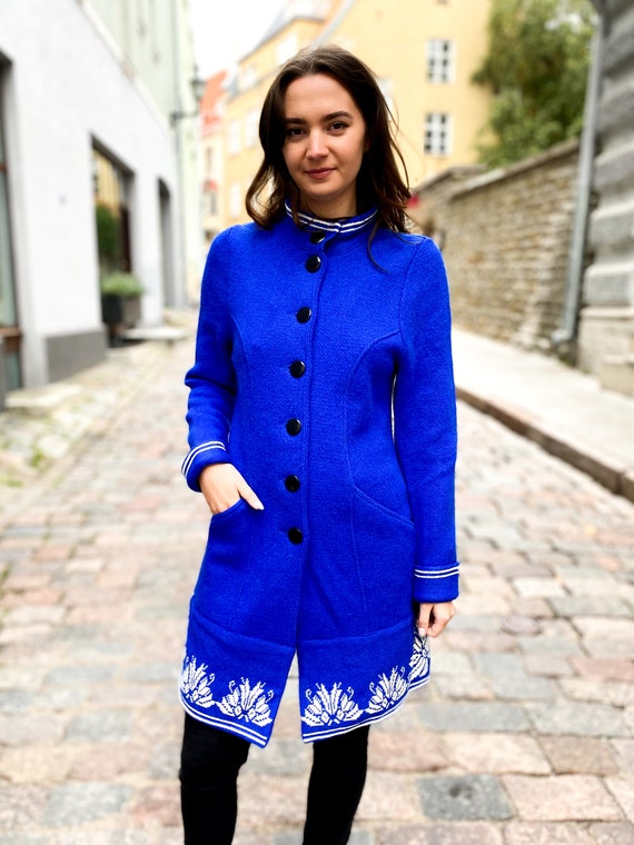 electric blue wool coat