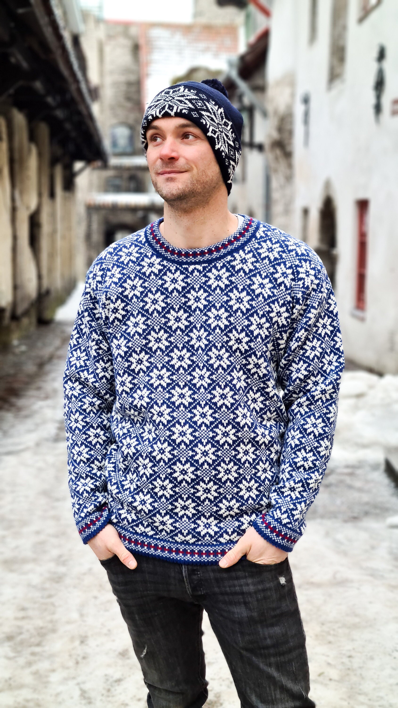 Men's Nordic Sweater, Faire Isle Wool Sweater, Scandinavian Sweater