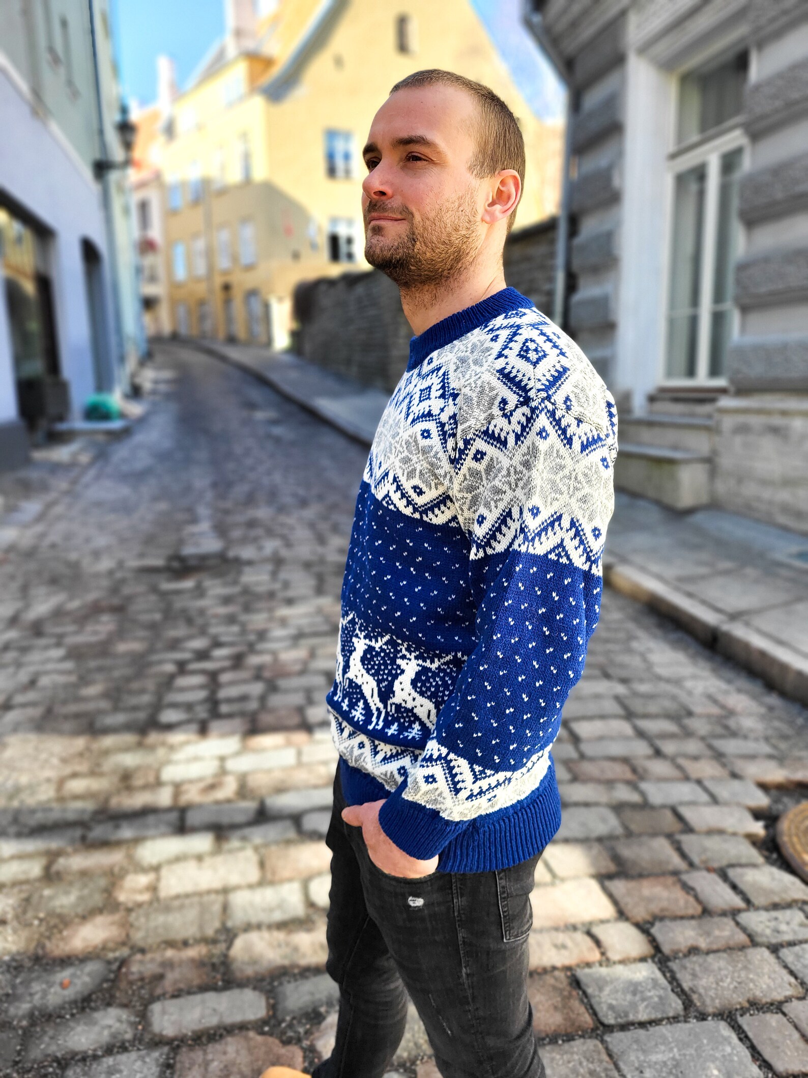 Men's Nordic Sweater, Faire Isle Wool Sweater, Scandinavian Sweater