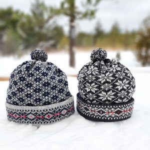 Bonnet en laine tricoté, bonnet de ski d'hiver, bonnet d'hiver tricoté à motif Fair Isle, chapeaux nordiques tricotés, accessoires tricotés, bonnet d'hiver chaud image 5