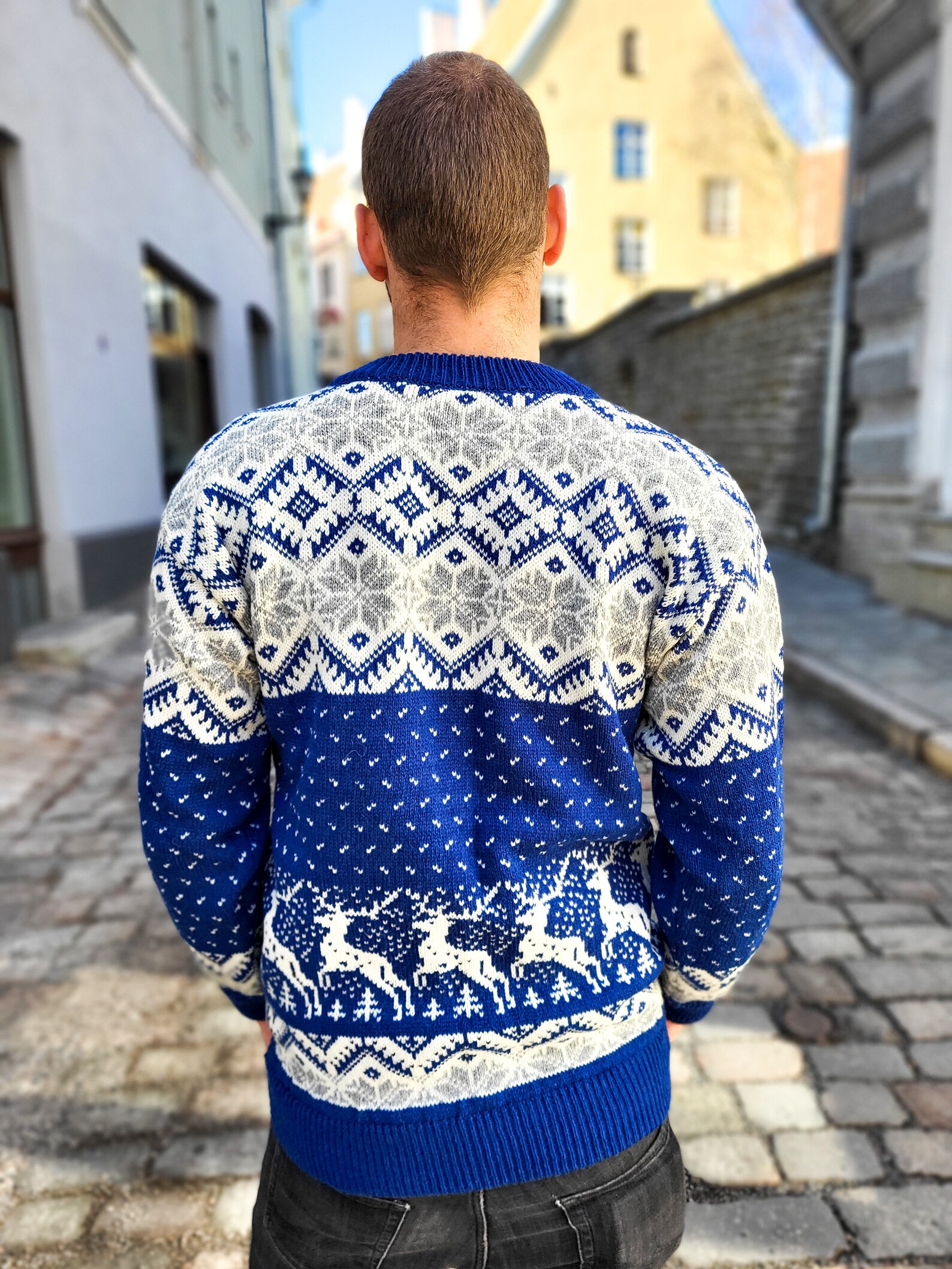 Men's Nordic Sweater, Faire Isle Wool Sweater, Scandinavian Sweater