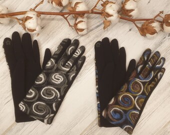 Gants élégants pour femme avec motif de laine, Gants fins, Gants noirs, Gants pour le printemps et l’automne, Gants de conduite, Gants d’extérieur en coton