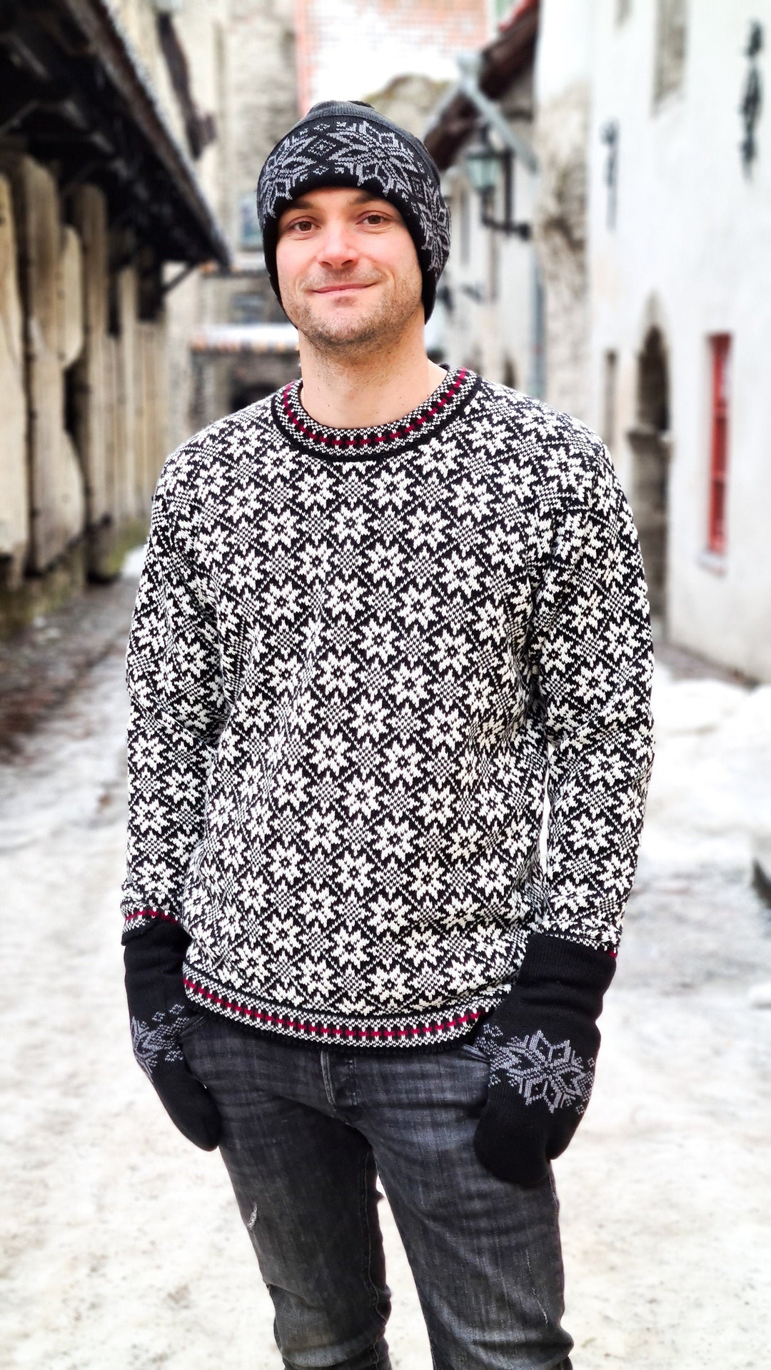 Men's Nordic Sweater, Faire Isle Wool Sweater, Scandinavian Sweater