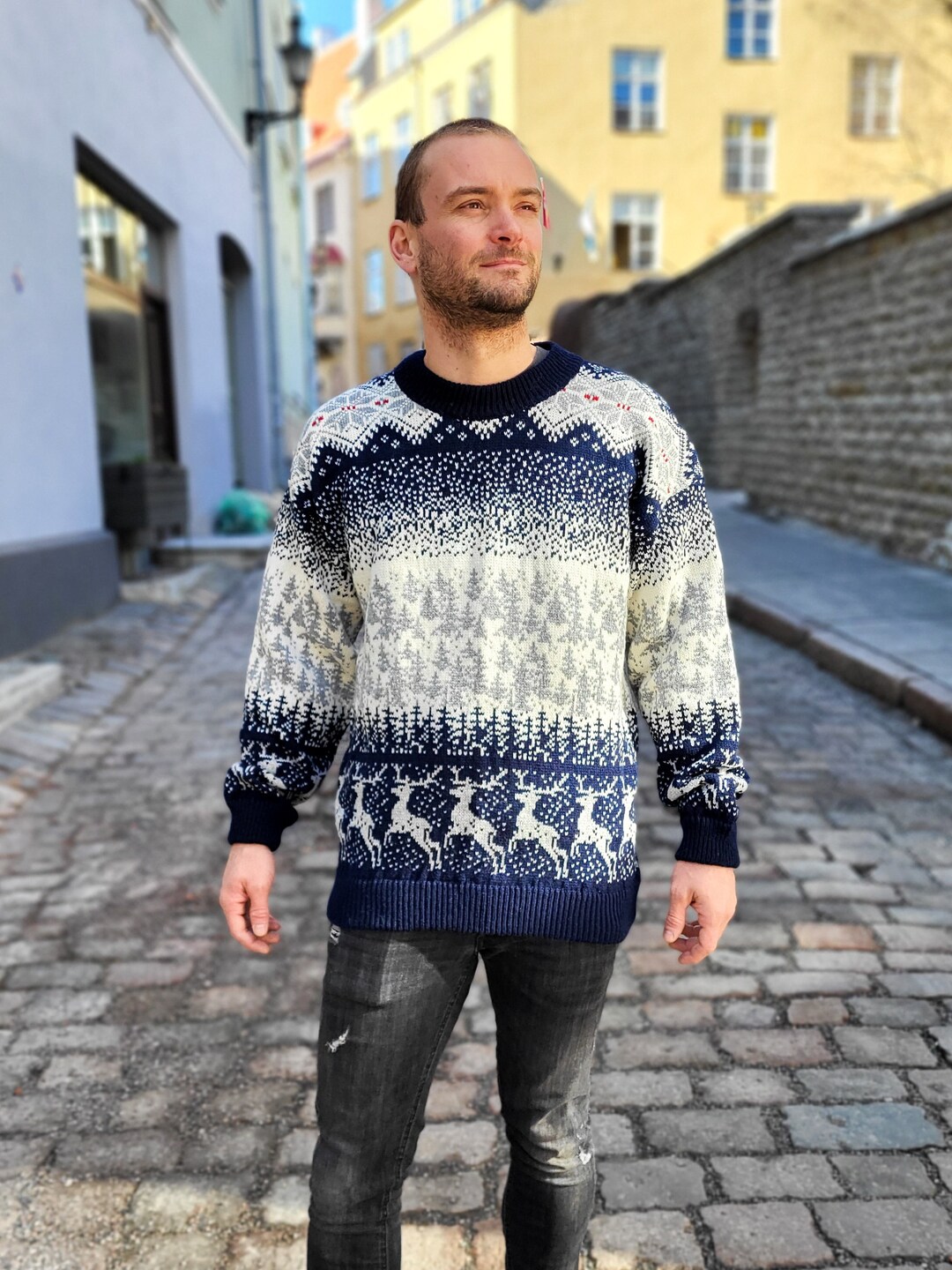 Men's Nordic Sweater Faire Isle Wool Sweater Etsy