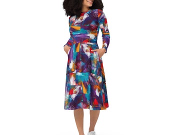 Long sleeve midi dress with pockets - Color Art - Spreewaldliebe