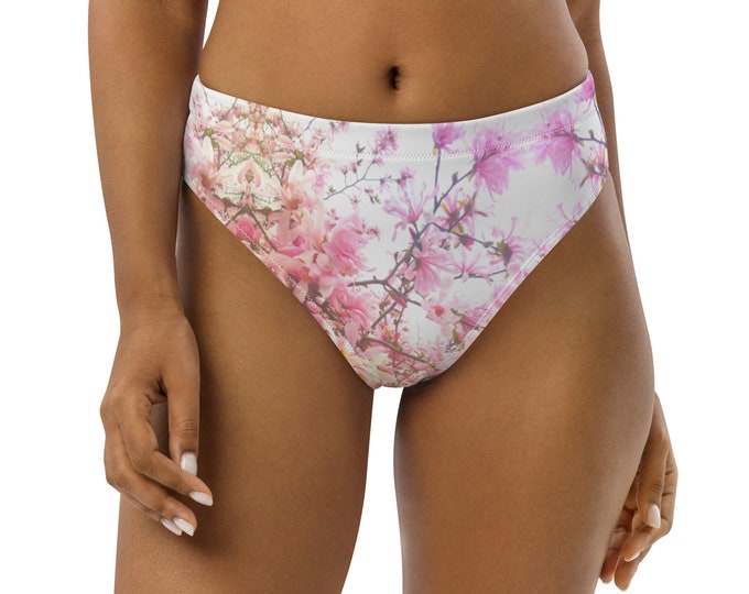 Recycled high-waisted bikini bottom - Pink Magnolia - Spreewaldliebe