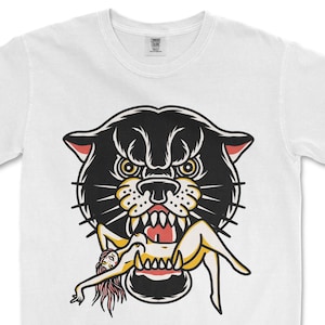Panther Tattoo Shirt, Tattoo Clothing, Traditional Tattoo T Shirts, Tattoo Brand, Tattoo Inspired Streetwear, Panther Shirt, Tattoo Apparel